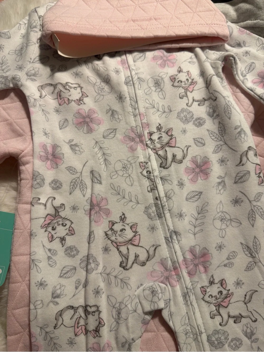 Disney Pink Quilted Baby 2-Piece Footie with Marie Patch